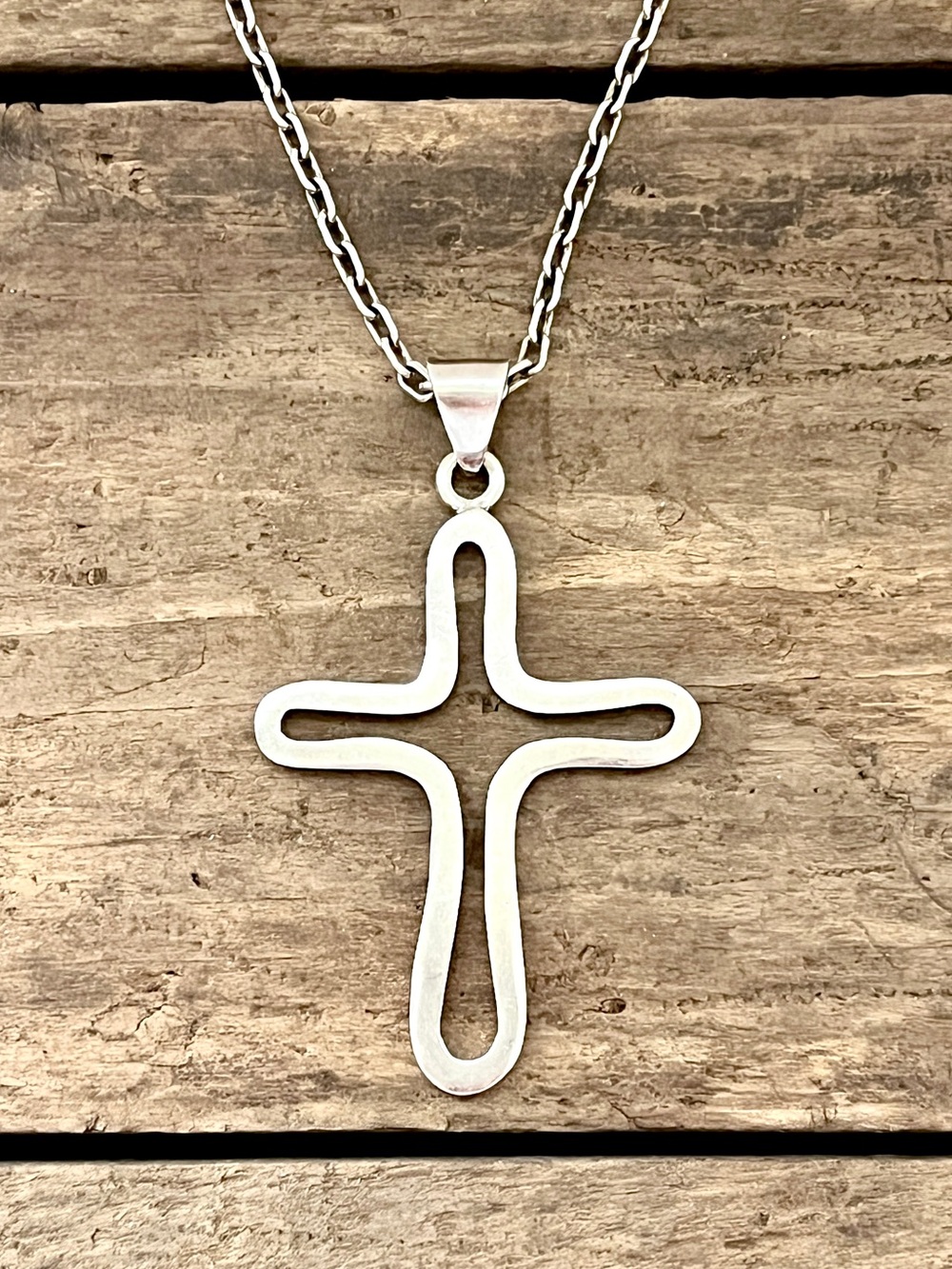 Vintage Large Taxco Mexico 925 Sterling Silver Openwork Cross Pendant - Picture 8 of 12